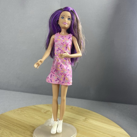 Mattel Other - Barbie Doll Purple Hair Pink Sprinkle Dress White‎ Boots 2016 Mattel